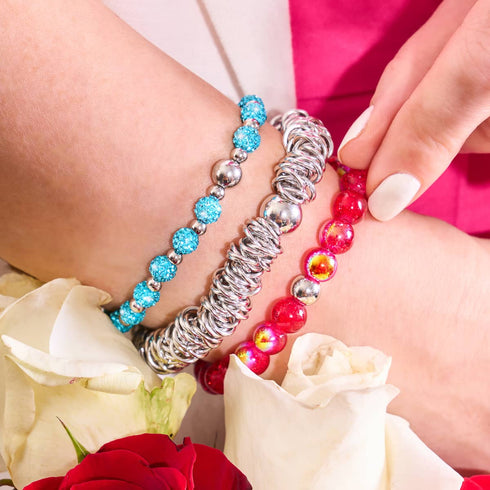 Cornaline arc-en-ciel | Argent sterling 925 | Bracelet en verre à bulles