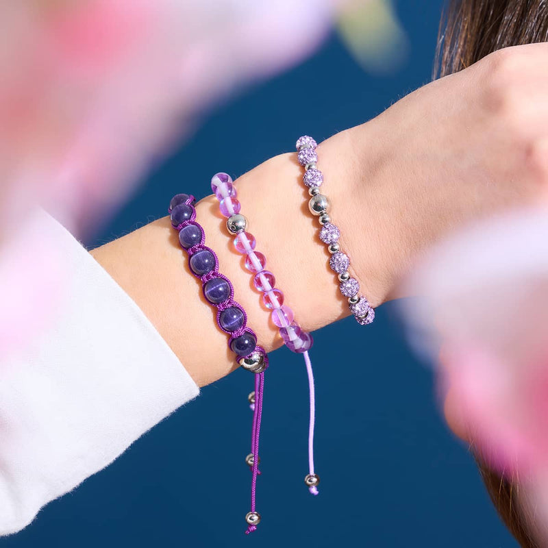 Violet | Argent | Bracelet Cheshire Glass Charmballa