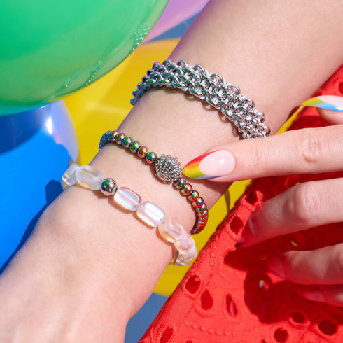 Isla | Unicorn Silver | Crystal Conch Shell Charm Bracelet