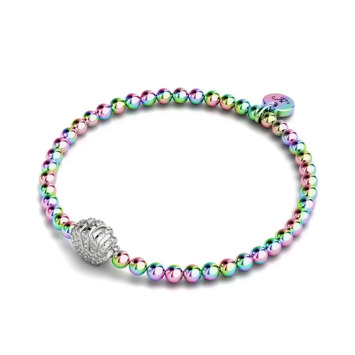 Isla | Bracelet à breloques en coquillage de conque en cristal | Licorne en argent