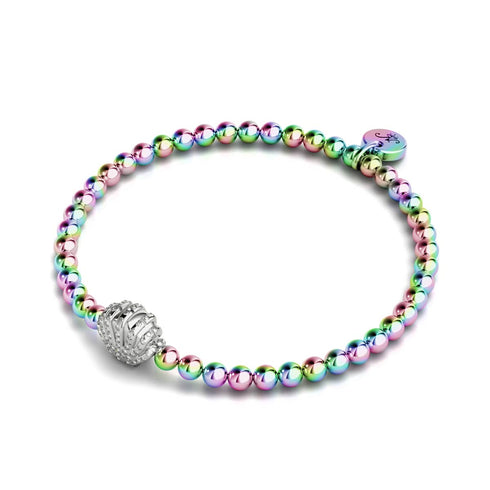 Isla | Bracelet à breloques en coquillage de conque en cristal | Licorne en argent