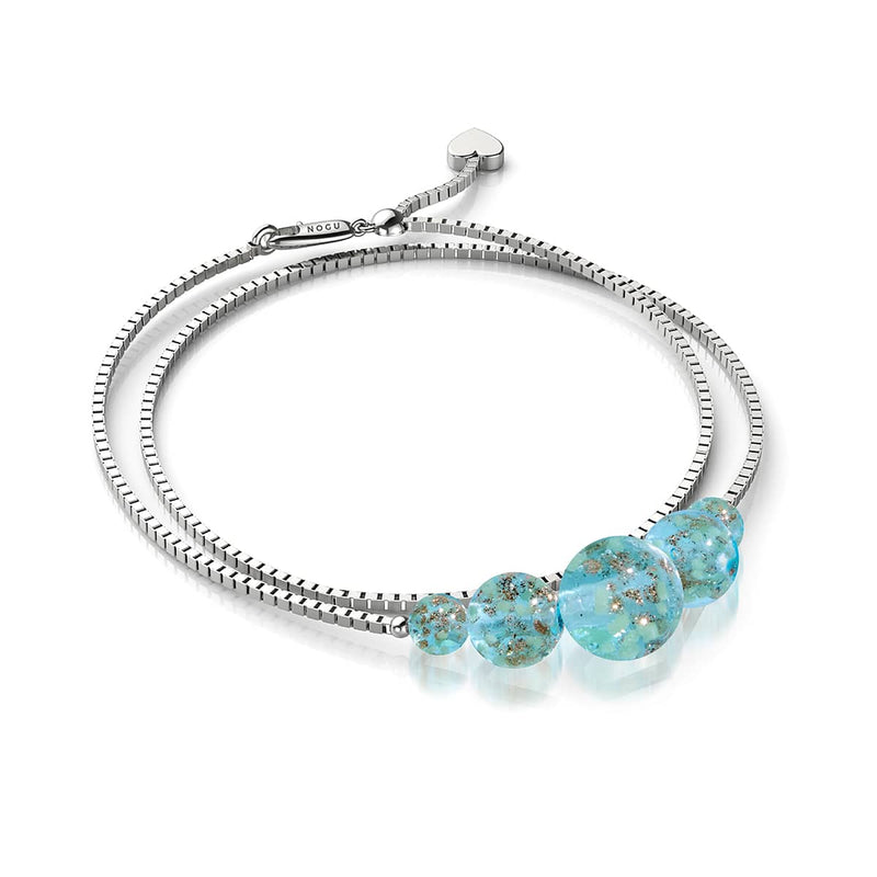 Bracelet de cheville avec fermoir infini en verre Firefly | Argent sterling 925 | Bleu arctique