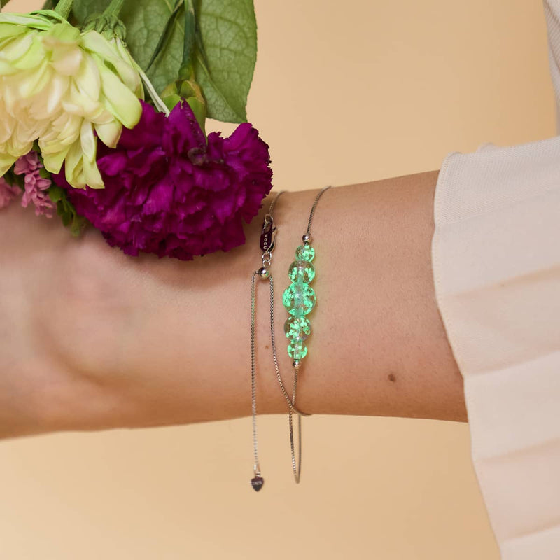 Lilas | Argent sterling 925 | Bracelet de cheville avec fermoir infini en verre Firefly