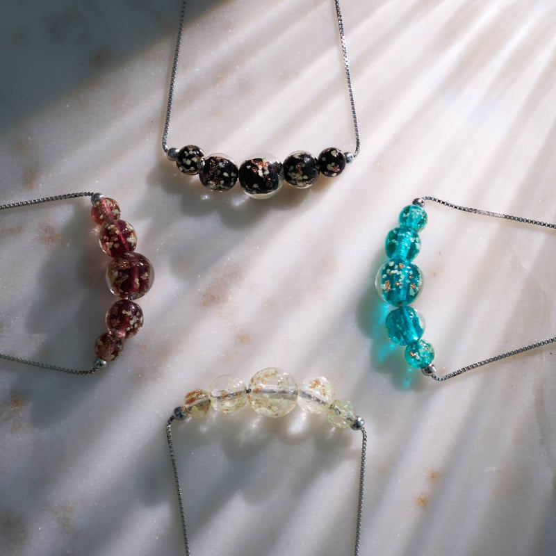 Obsidienne | Argent sterling 925 | Bracelet de cheville avec fermoir infini en verre Firefly