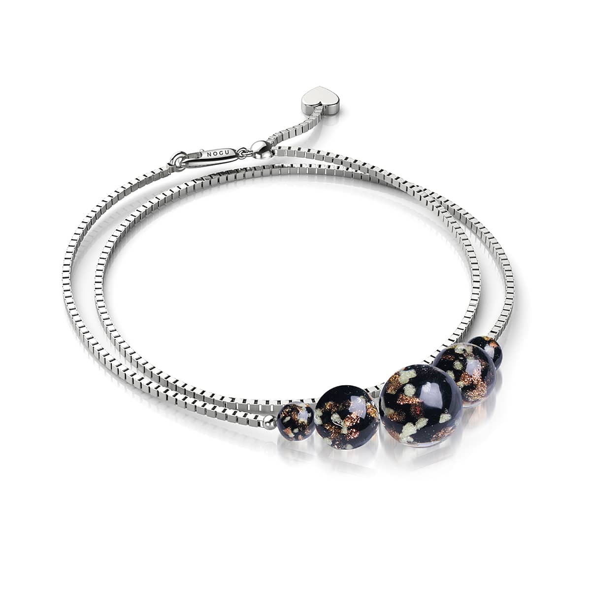 Obsidienne | Argent sterling 925 | Bracelet de cheville avec fermoir infini en verre Firefly