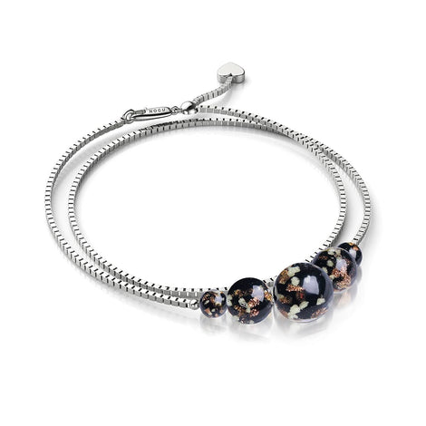 Obsidian | .925 Sterling Silver | Firefly Glass Infinity Clasp Anklet
