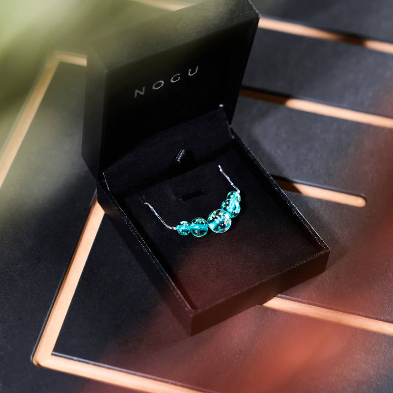 Teal | .925 Sterling Silver | Firefly Glass Infinity Clasp Anklet