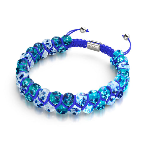 Flamme aigue-marine | Flamme lapis x aigue-marine | Bracelet en verre double luciole