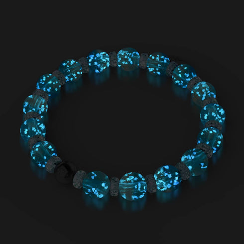 Bracelet boule à neige en verre avec motif de glace aigue-marine | Firefly