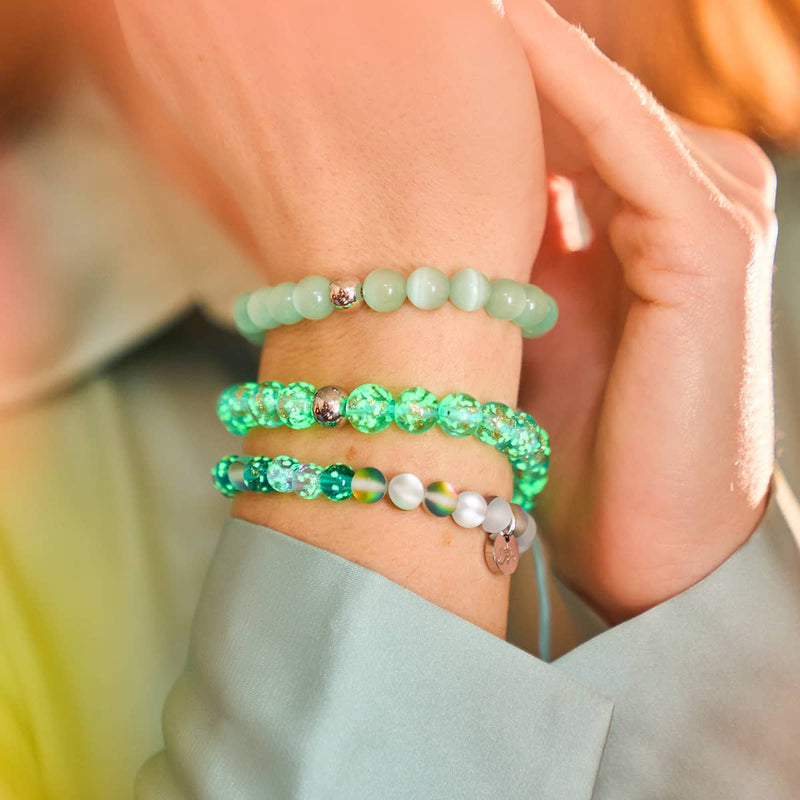 Arctic Blue | Silver | Firefly Glass Macrame Bracelet