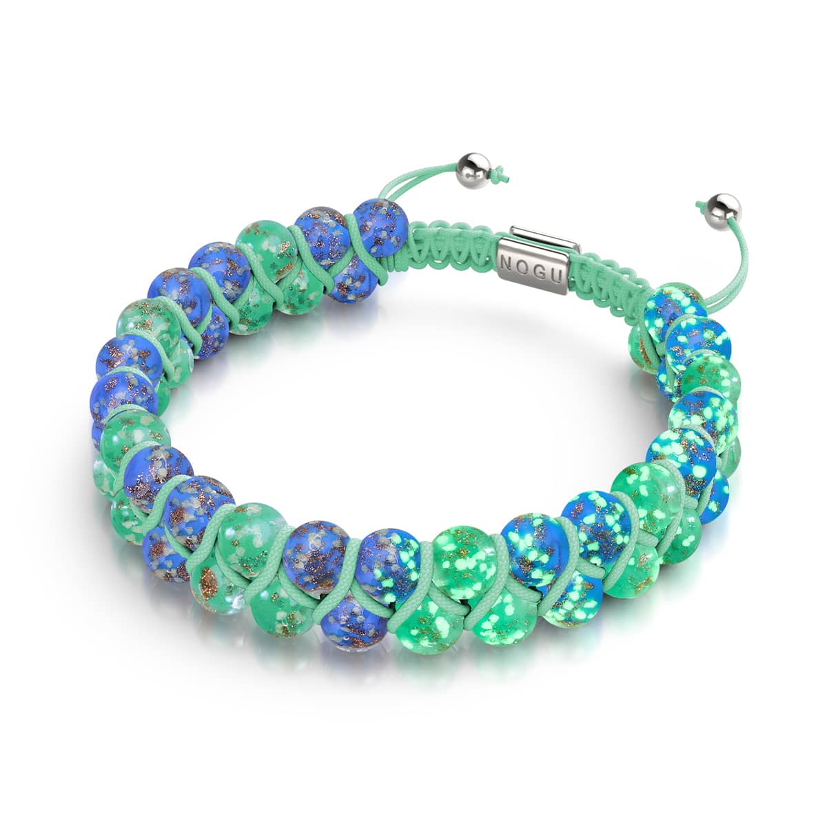 Belle journée | Cobalt x Cactus | Bracelet en verre double luciole