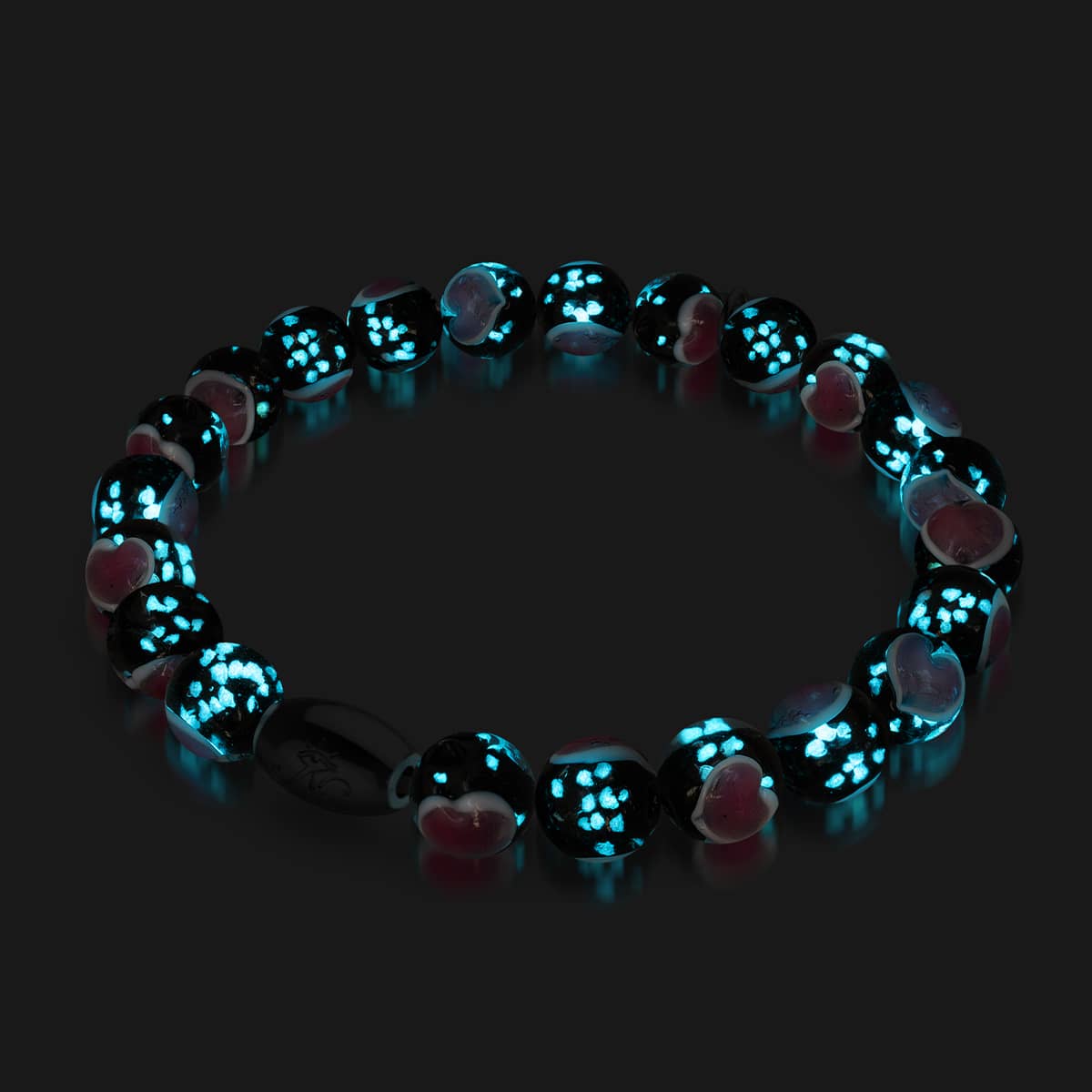 Bracelet Love en verre Firefly en argent sterling 925 noir x rose