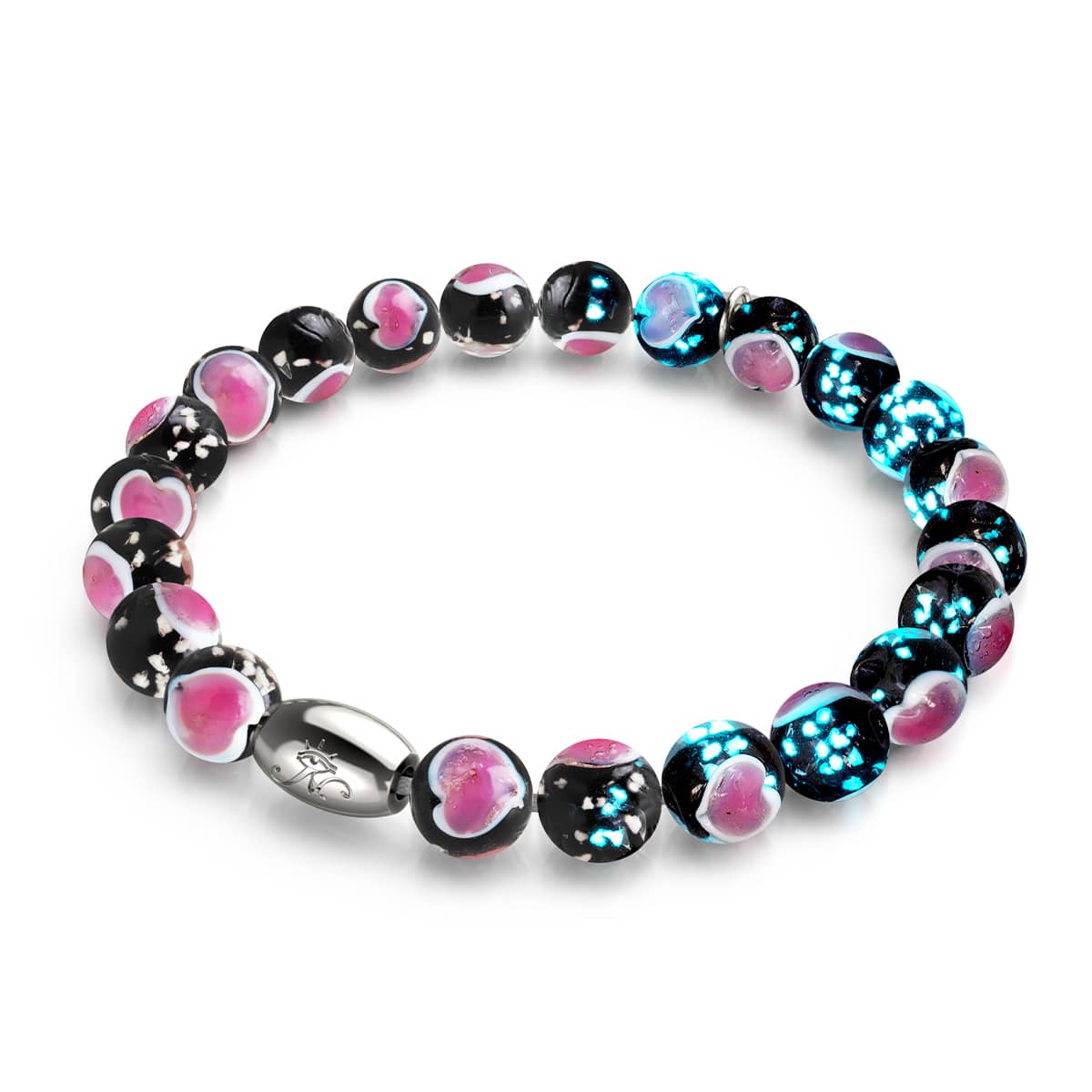 Bracelet Love en verre Firefly en argent sterling 925 noir x rose