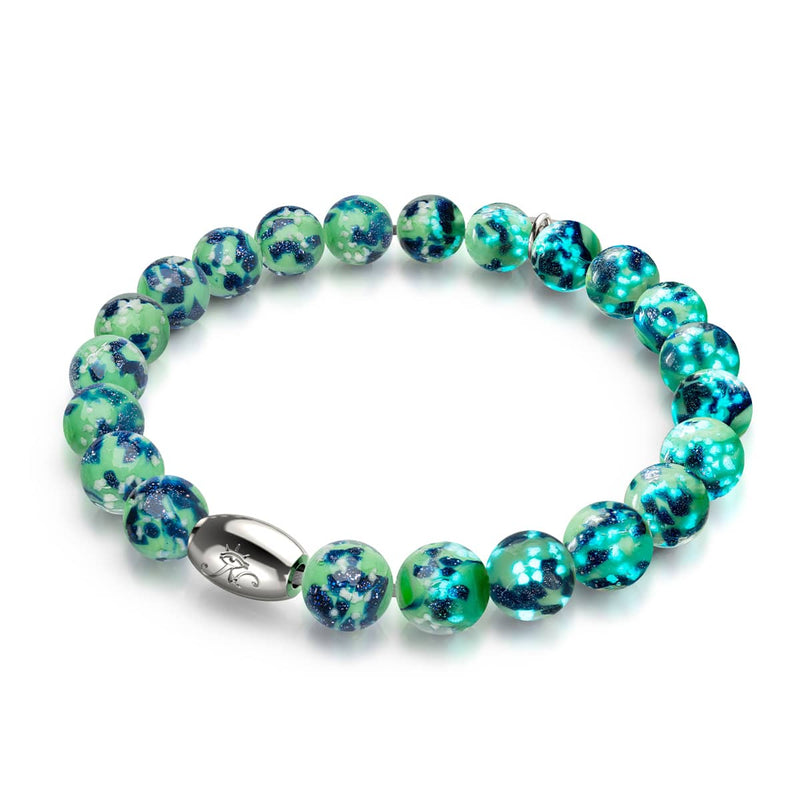 Menthe bleue | Argent sterling 925 | Bracelet en verre Firefly