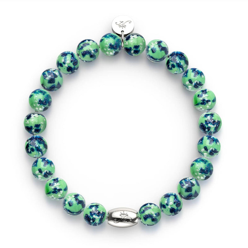 Menthe bleue | Argent sterling 925 | Bracelet en verre Firefly