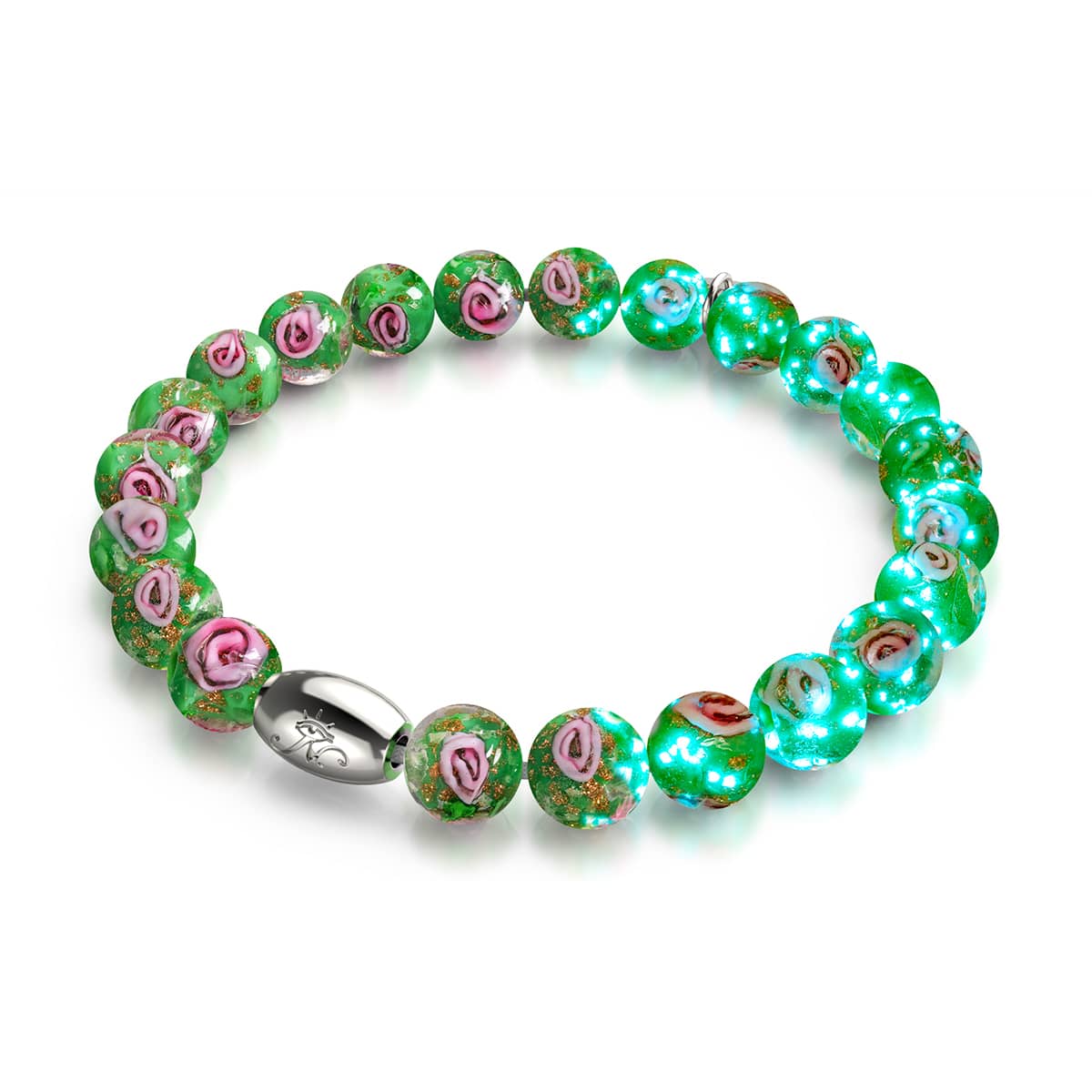 Gui bleu | Argent sterling 925 | Bracelet de jardin en verre Firefly