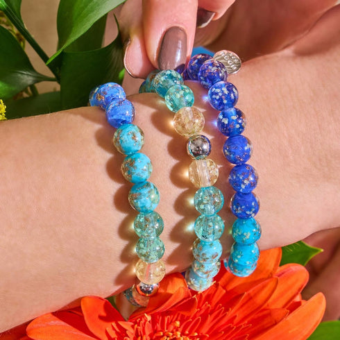 Blue Ombre | Argent sterling 925 | Bracelet en verre Firefly