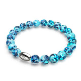 Bracelet en verre Firefly en argent sterling 925 avec écume de mer bleue