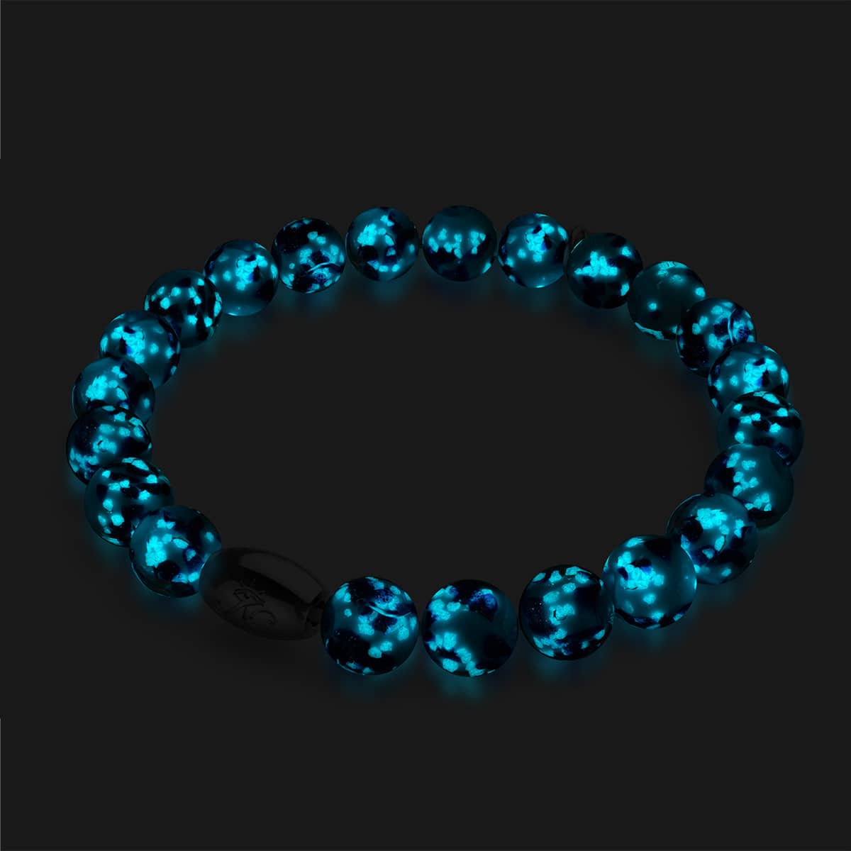 Bracelet en verre Firefly en argent sterling 925 avec écume de mer bleue