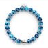 Bracelet en verre Firefly en argent sterling 925 avec écume de mer bleue