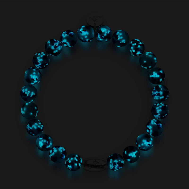 Bracelet en verre Firefly en argent sterling 925 avec écume de mer bleue
