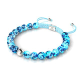 Bracelet en macramé en verre Firefly Blue Seaspray | Argent