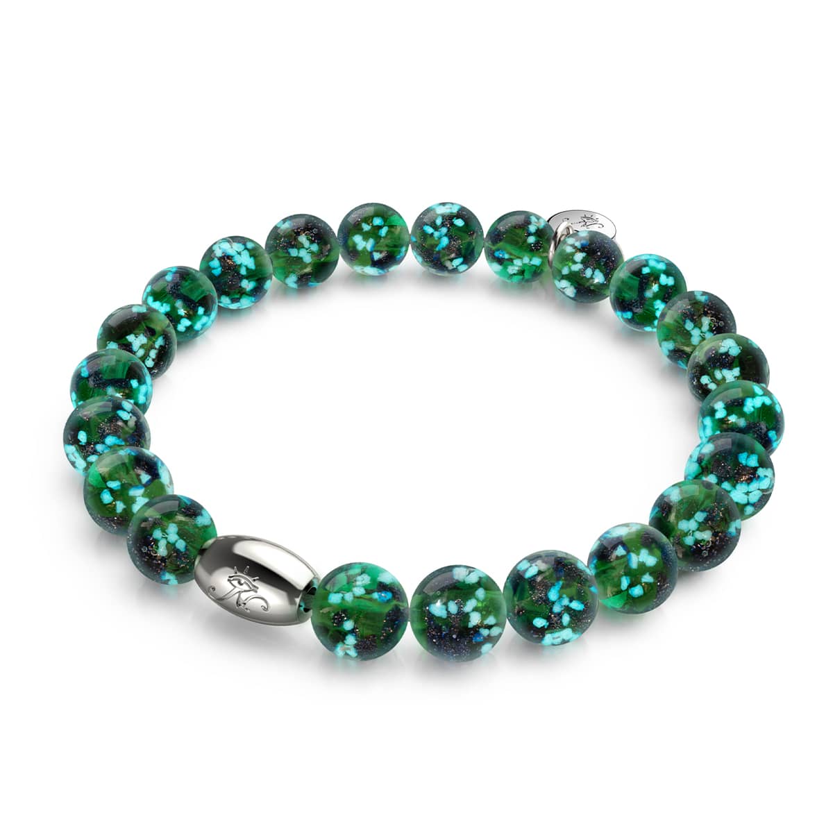 Trèfle bleu | Argent sterling 925 | Bracelet en verre Firefly