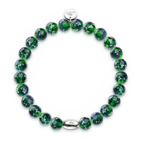Blue Shamrock | .925 Sterling Silver | Firefly Glass Bracelet