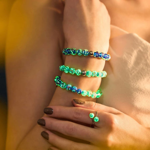 Céruléen | Argent sterling .925 | Bracelet Verre Luciole