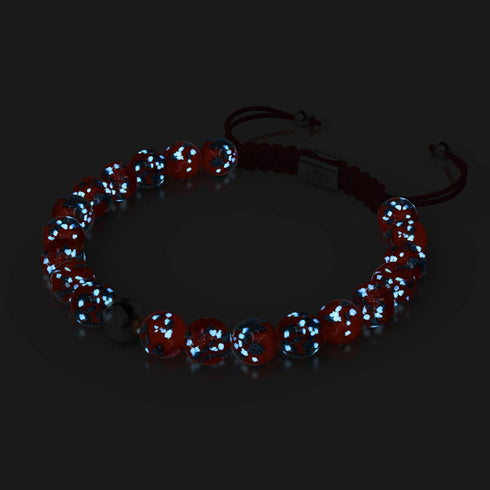Feu et glace | Argent | Bracelet en macramé en verre Firefly