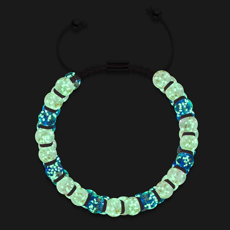 Oasis | Succulente rose x Saphir | Bracelet en verre double luciole