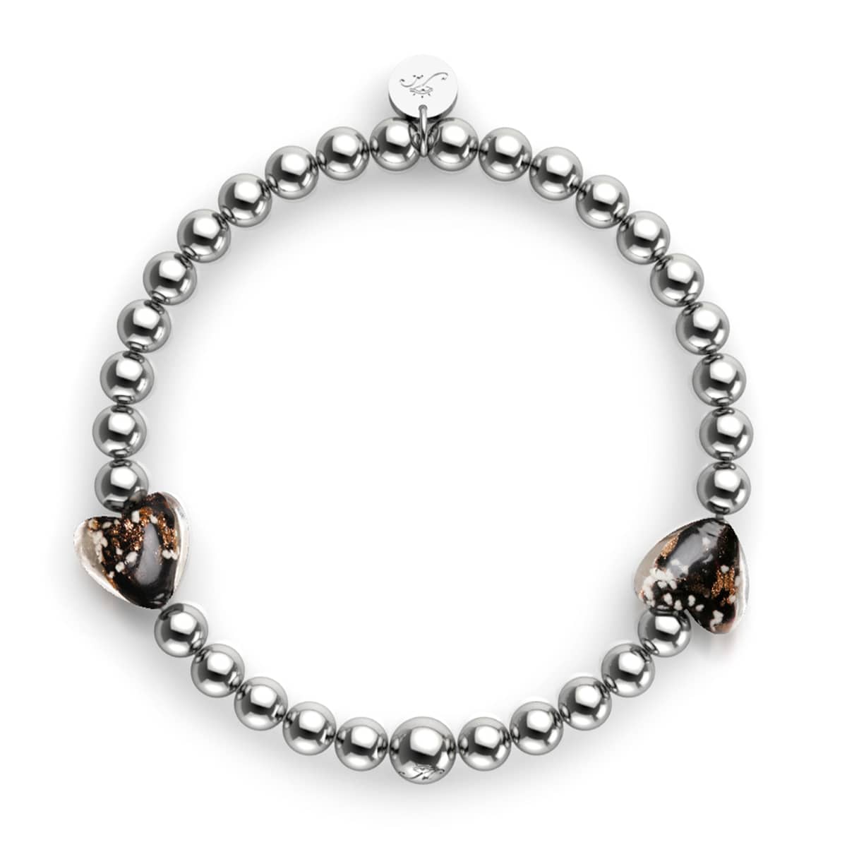 Bracelet d'essence de coeurs en verre de luciole | Obsidienne