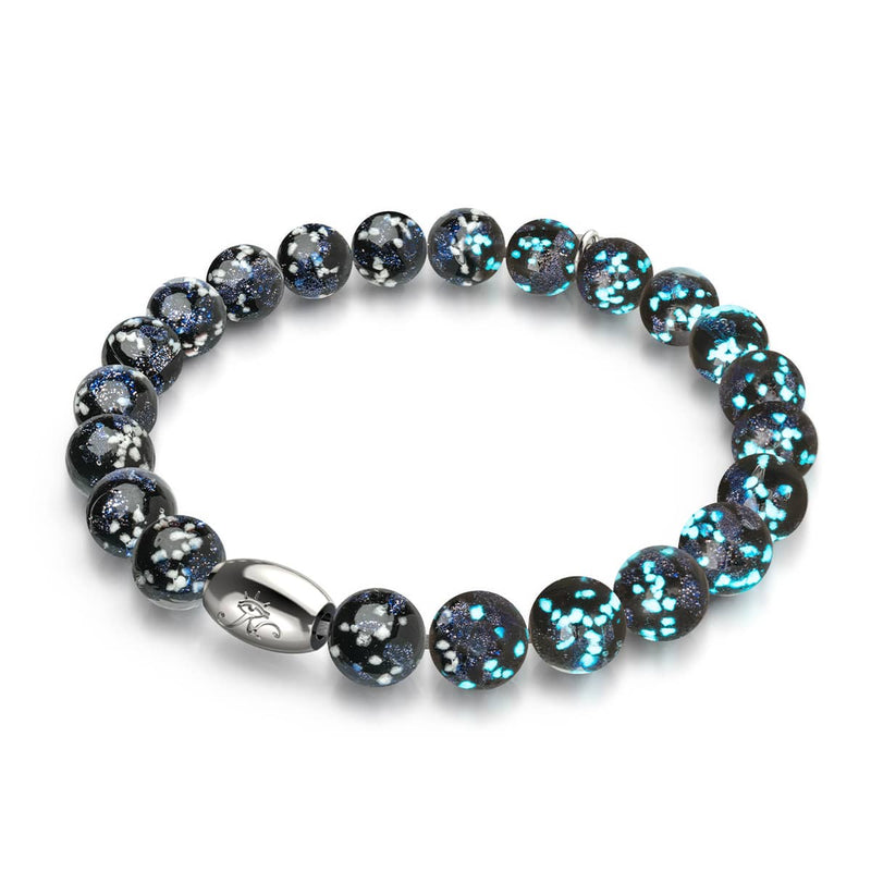 Bracelet en verre Firefly | Argent sterling 925 | Noir absolu