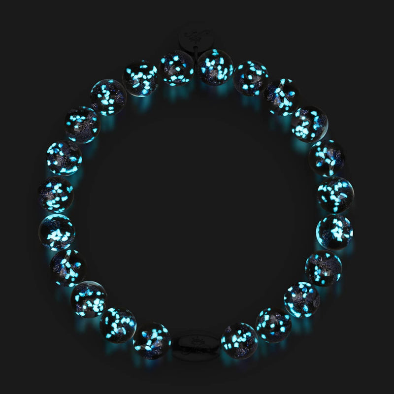 Bracelet en verre Firefly | Argent sterling 925 | Noir absolu