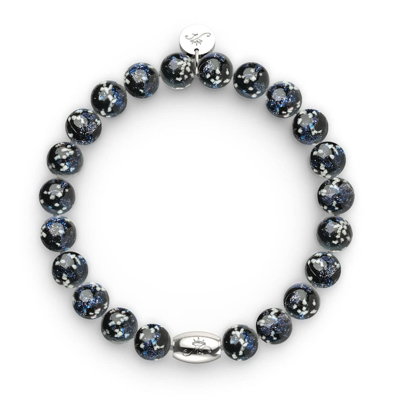 Bracelet en verre Firefly | Argent sterling 925 | Noir absolu