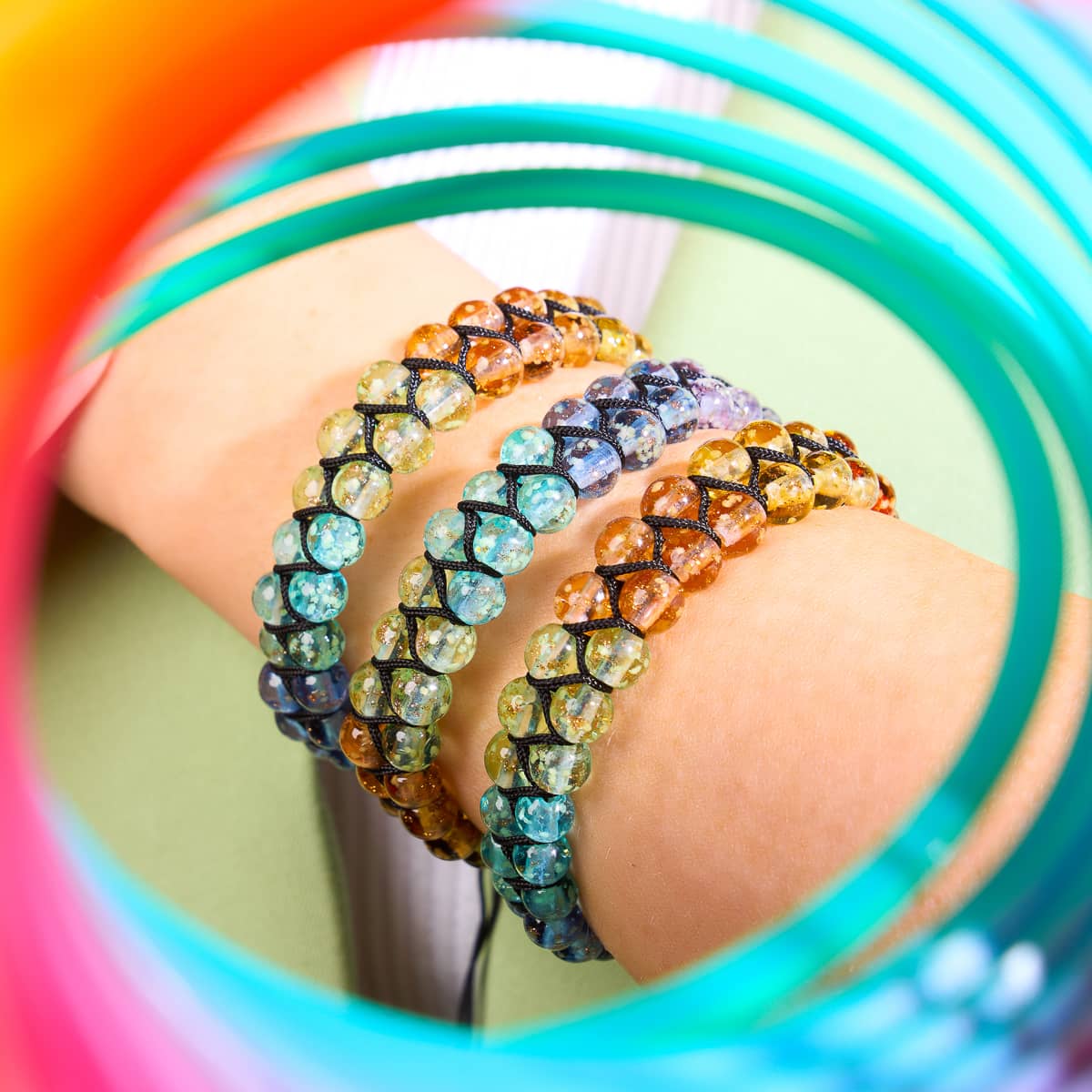 Chakra arc-en-ciel | Bracelet en verre transparent Luciole