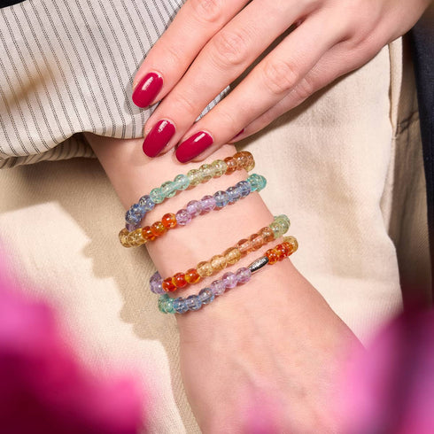 Bracelet en argent sterling 925 arc-en-ciel | Bracelet en verre transparent Firefly