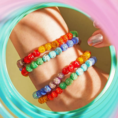 Bracelet en argent sterling 925 arc-en-ciel | Bracelet en verre Firefly massif