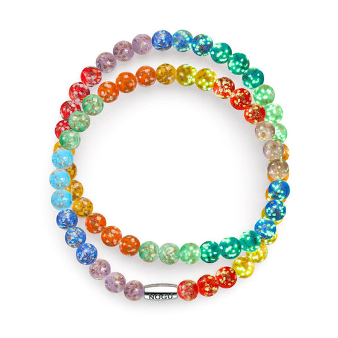 Bracelet en argent sterling 925 arc-en-ciel | Bracelet en verre Firefly massif