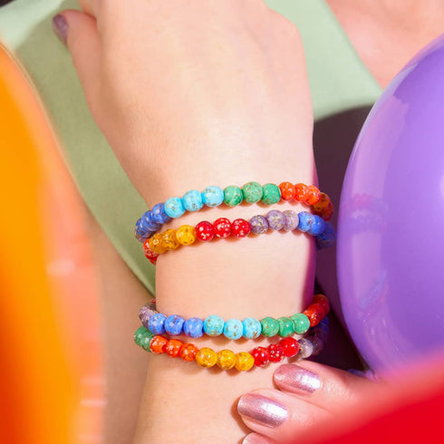 Bracelet en argent sterling 925 arc-en-ciel | Bracelet en verre Firefly massif