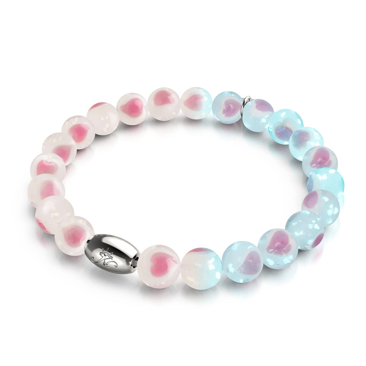 Bracelet Love en verre Firefly en argent sterling 925 blanc x rose