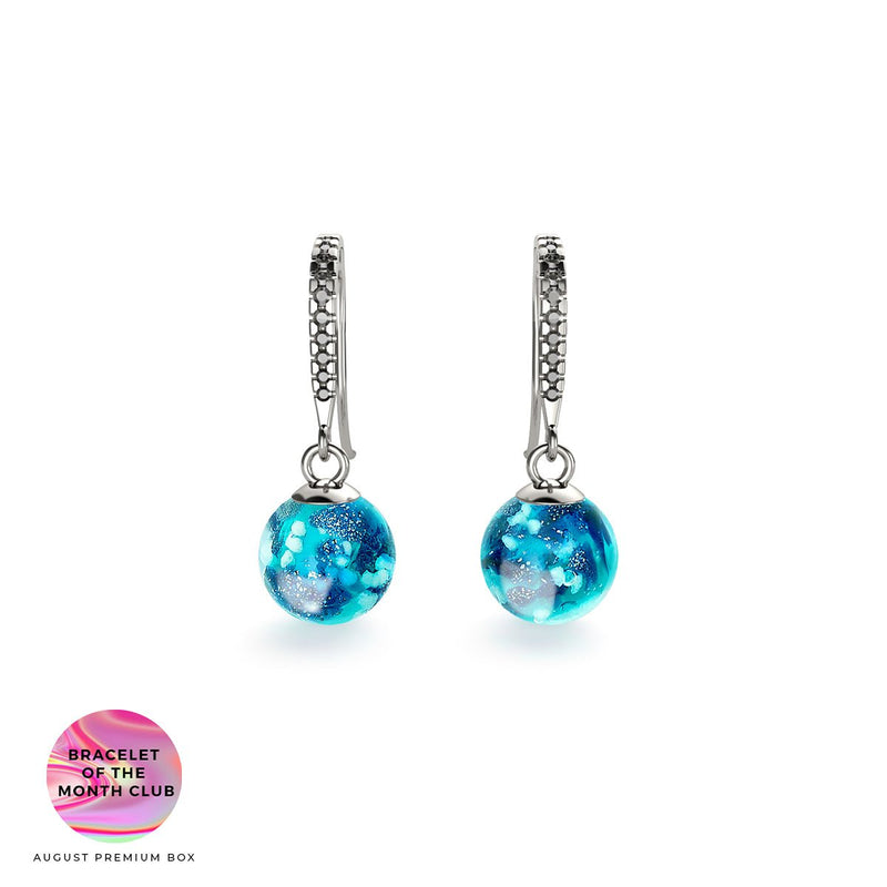 Aigue-marine | Argent sterling .925 | Boucles d'Oreilles Huggie Verre Luciole