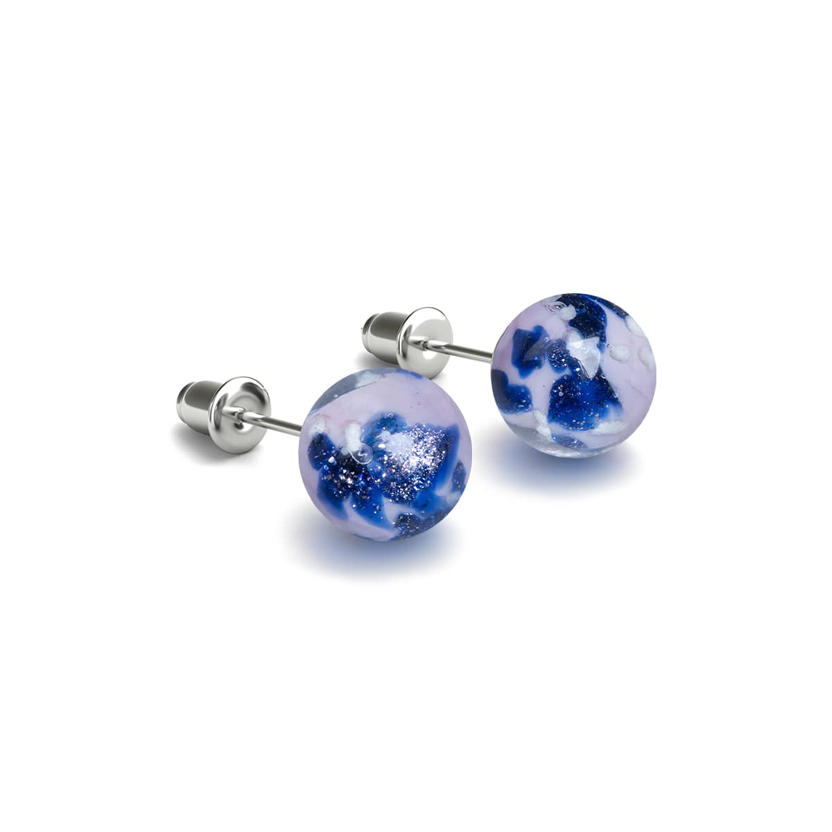 Boucles d'oreilles à tige en verre Firefly | Argent sterling 925 | Iris bleu