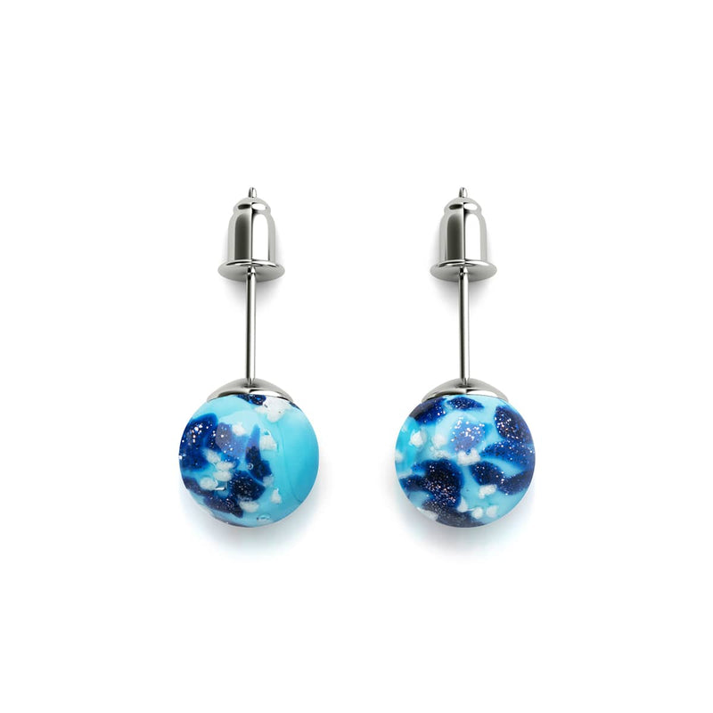 Boucles d'oreilles à tige en verre Firefly | Argent sterling 925 | Blue Seaspray