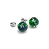 Blue Shamrock | .925 Sterling Silver | Firefly Glass Stud Earrings