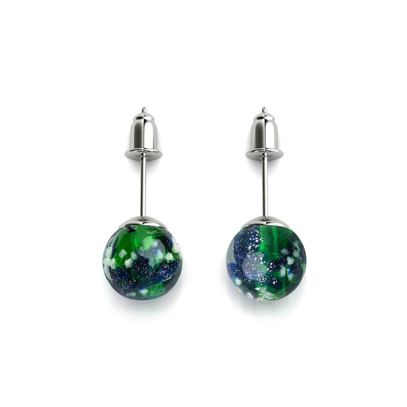 Boucles d'oreilles à tige en verre Firefly | Argent sterling 925 | Trèfle bleu