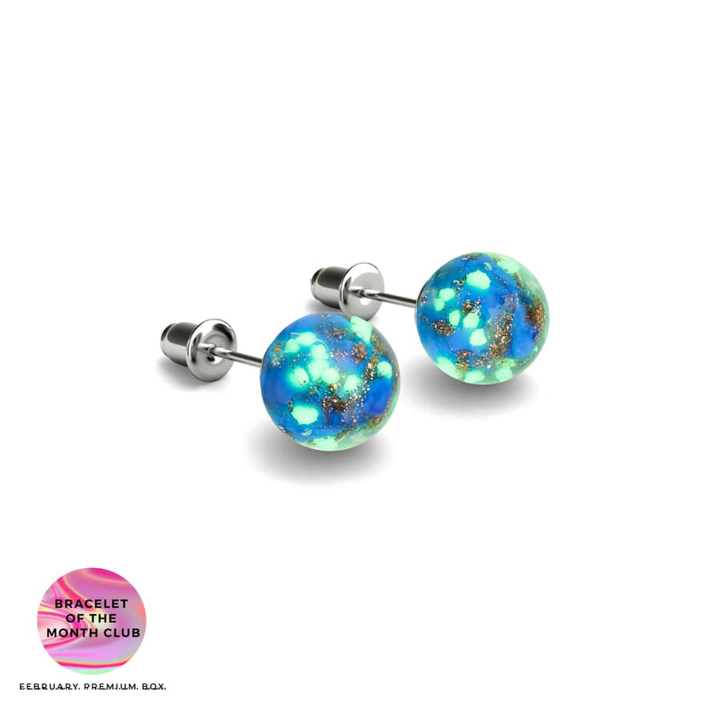 cobalt | Argent sterling .925 | Boucles d'Oreilles Tiges Verre Luciole