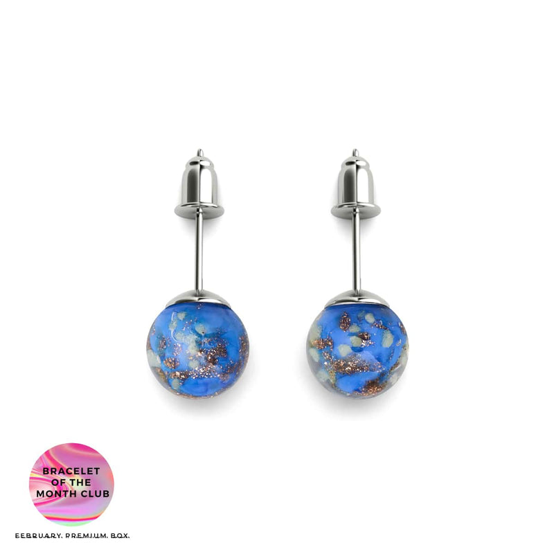 cobalt | Argent sterling .925 | Boucles d'Oreilles Tiges Verre Luciole