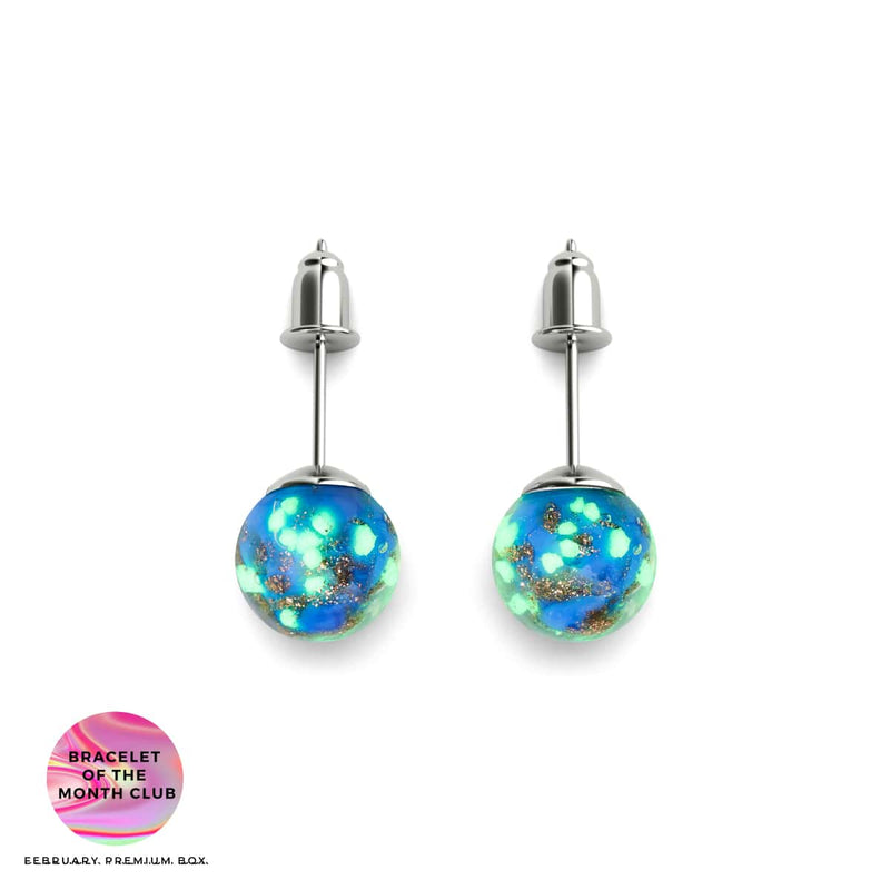 cobalt | Argent sterling .925 | Boucles d'Oreilles Tiges Verre Luciole
