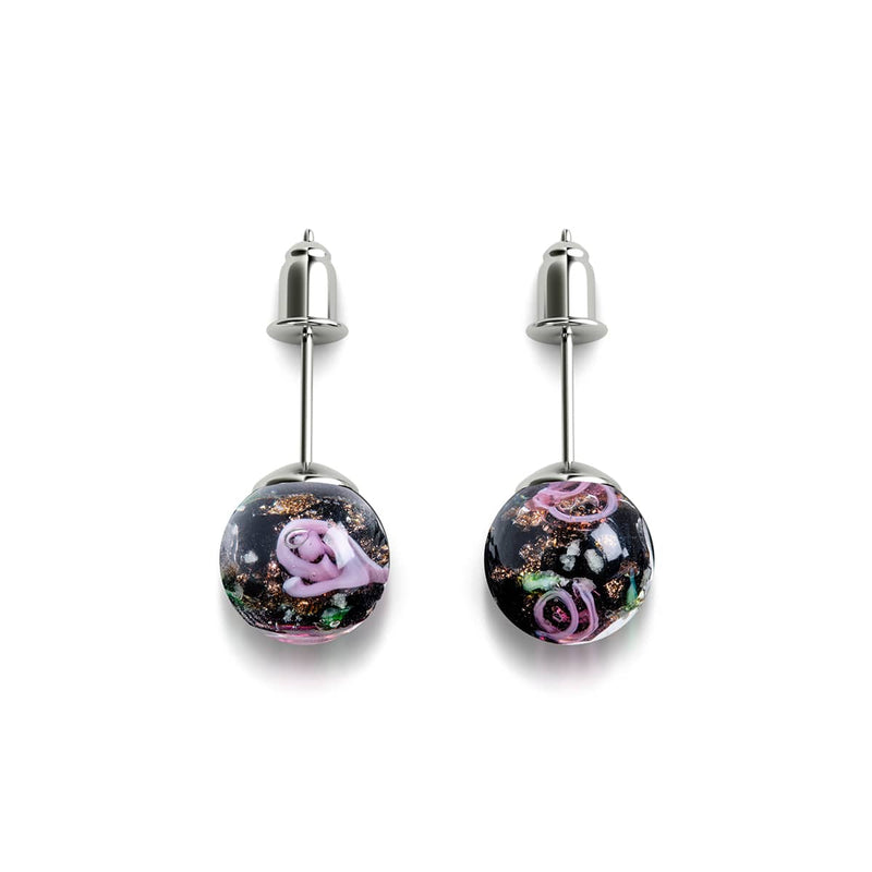Rose enchantée | Argent sterling 925 | Boucles d'oreilles à tige en verre Firefly
